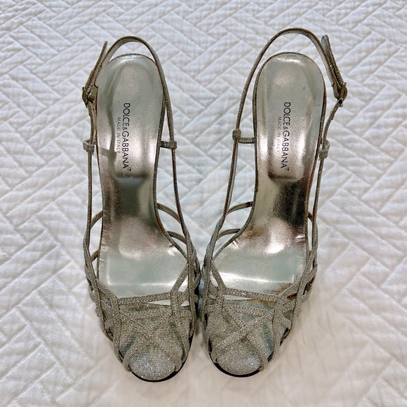 Dolce & Gabbana Shoes - Dolce & Gabbana - silver sling-backs - size 9